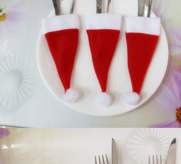 Christmas Wine Bottle Hat Christmas Hat Christmas Hat Knife and Fork Set Party Table Wine Bottle Decoration Decorations
