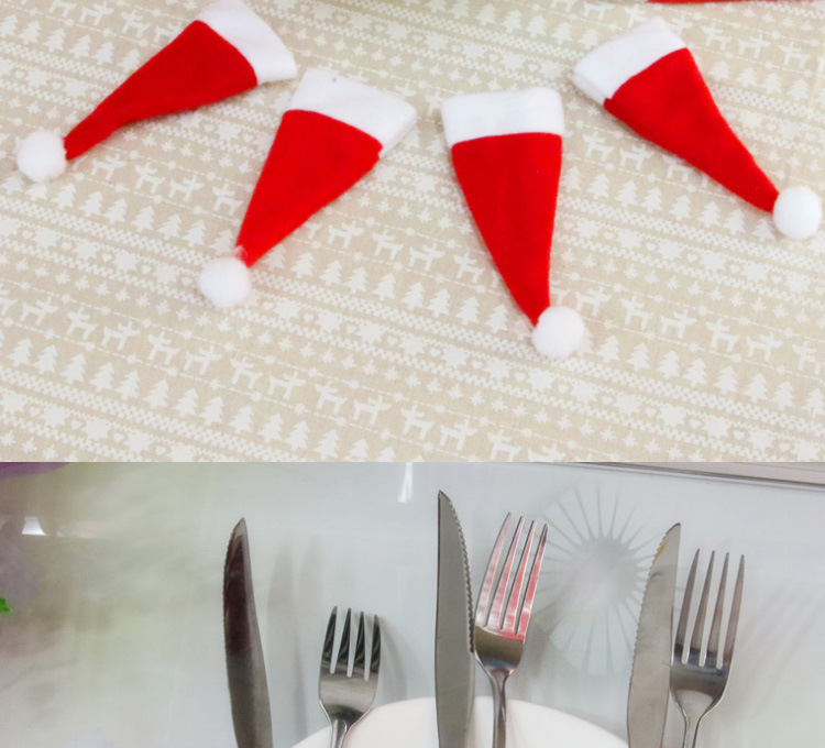 Christmas Wine Bottle Hat Christmas Hat Christmas Hat Knife and Fork Set Party Table Wine Bottle Decoration Decorations