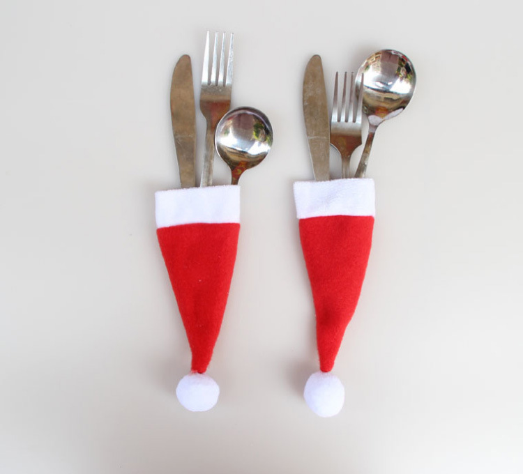 Christmas Wine Bottle Hat Christmas Hat Christmas Hat Knife and Fork Set Party Table Wine Bottle Decoration Decorations