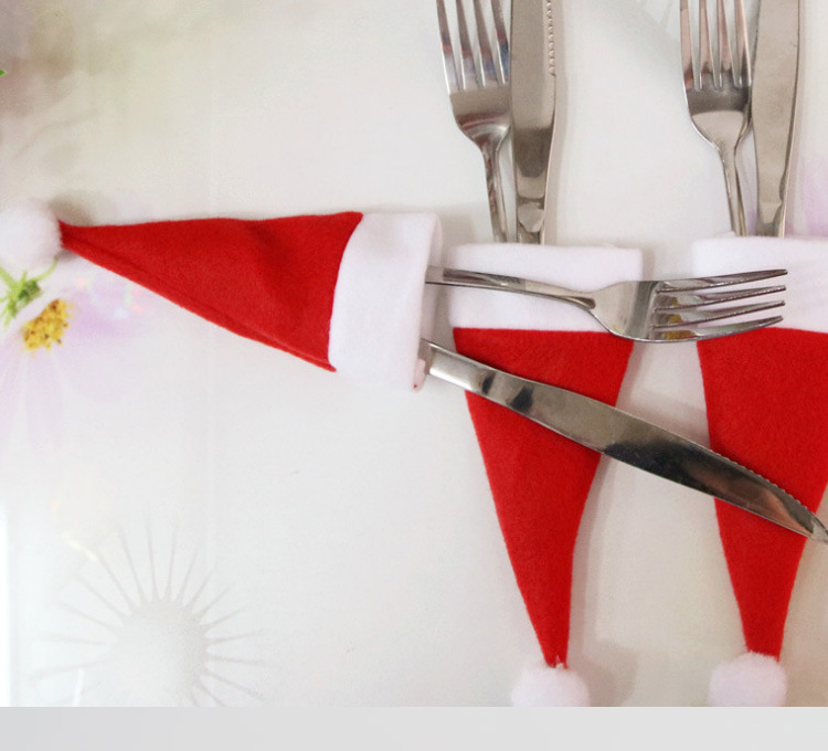 Christmas Wine Bottle Hat Christmas Hat Christmas Hat Knife and Fork Set Party Table Wine Bottle Decoration Decorations