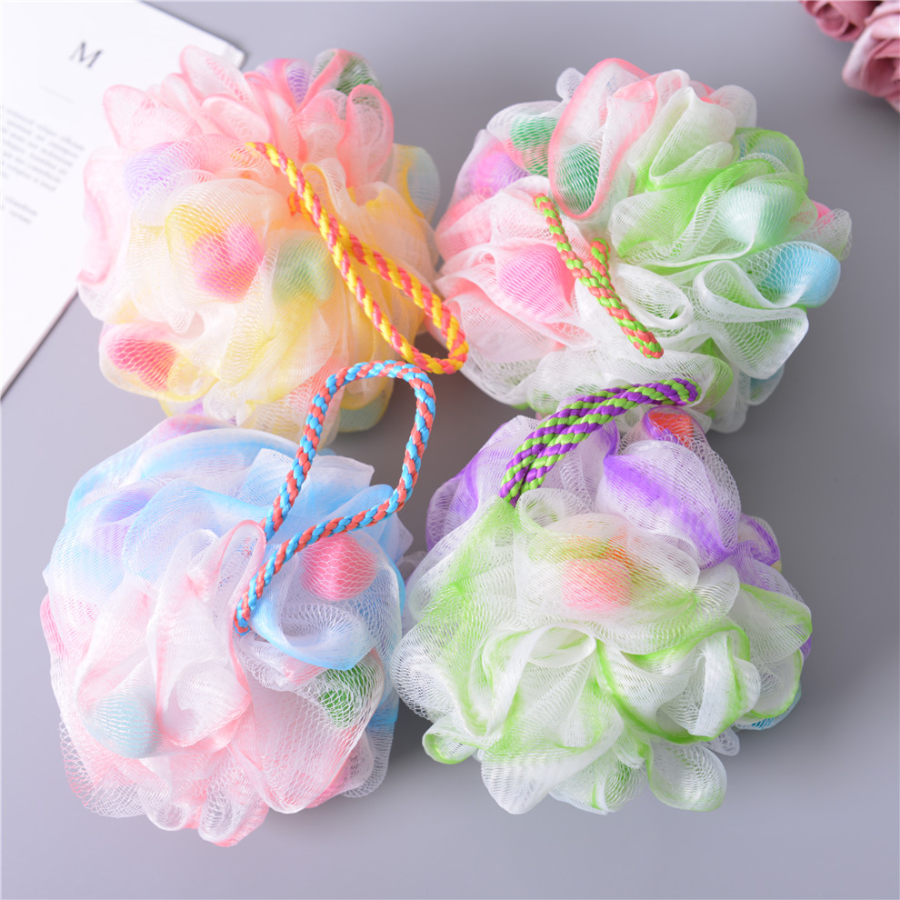 Colored Loving Heart Sponge Exfoliating Ball Bath Wipe Back Bath Sponge Shower Ball Bath Ball Home Loofah