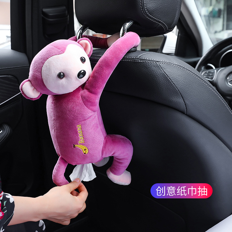 Portable Car Creative Leather Monkey Tissue Box Car for Car Hanging Tissue Dispenser Car Chair Back Tissue Box