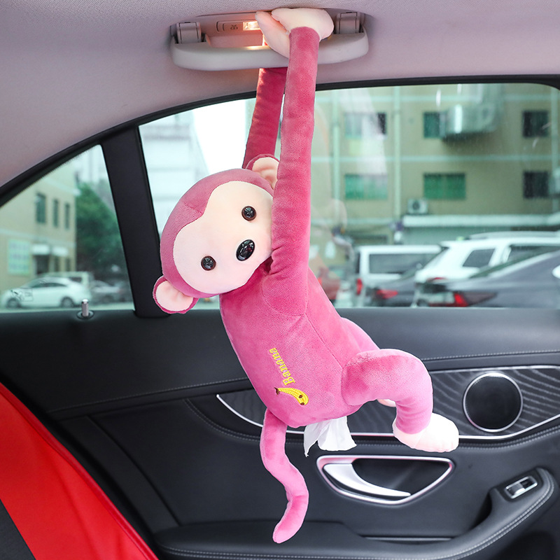 Portable Car Creative Leather Monkey Tissue Box Car for Car Hanging Tissue Dispenser Car Chair Back Tissue Box