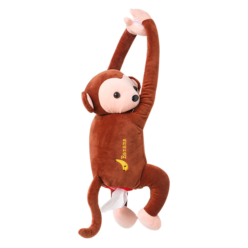 Portable Car Creative Leather Monkey Tissue Box Car for Car Hanging Tissue Dispenser Car Chair Back Tissue Box