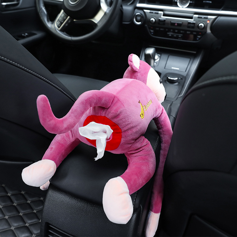 Portable Car Creative Leather Monkey Tissue Box Car for Car Hanging Tissue Dispenser Car Chair Back Tissue Box