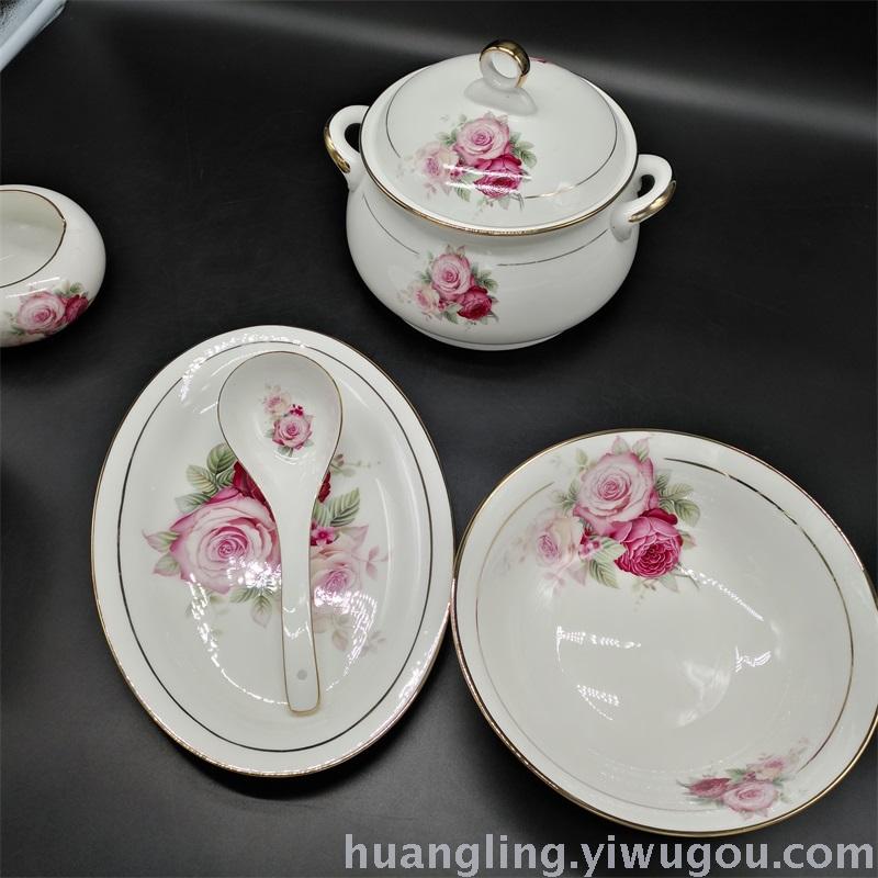 Ceramic tableware porcelain bowl set Jingdezhen China ceramic bowl disc wholesale