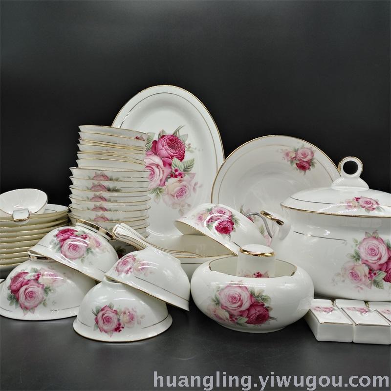 Ceramic tableware porcelain bowl set Jingdezhen China ceramic bowl disc wholesale