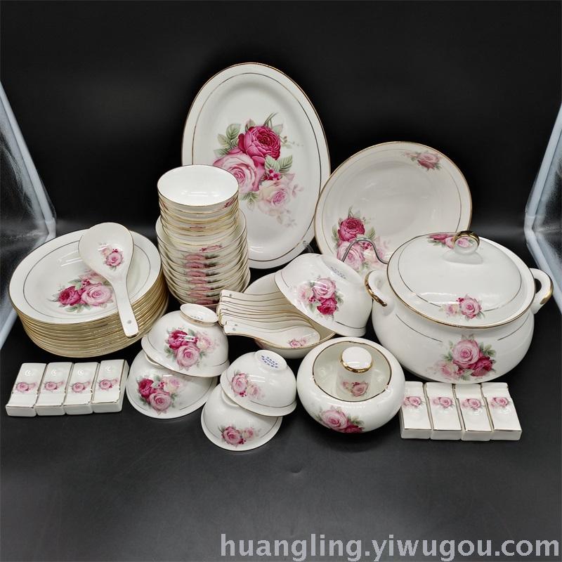 Ceramic tableware porcelain bowl set Jingdezhen China ceramic bowl disc wholesale