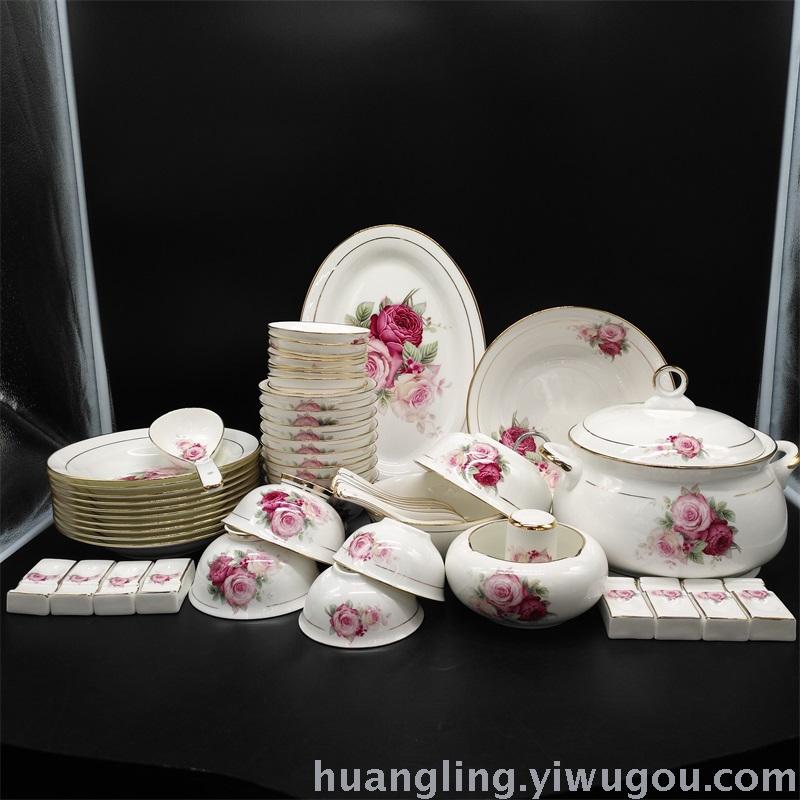 Ceramic tableware porcelain bowl set Jingdezhen China ceramic bowl disc wholesale