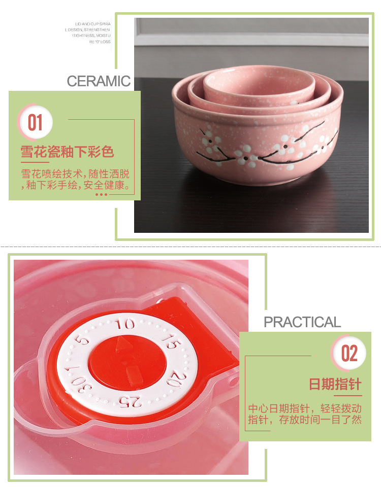 Ceramic Freshness Bowl Three-Piece Microwave Oven Freshness Bowl Gift Box Snowflake Glaze Meeting Sale Gift Wedding Return Set