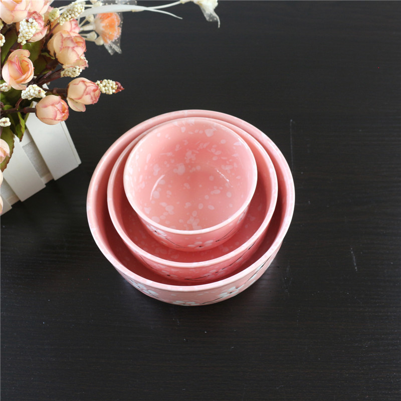 Ceramic Freshness Bowl Three-Piece Microwave Oven Freshness Bowl Gift Box Snowflake Glaze Meeting Sale Gift Wedding Return Set