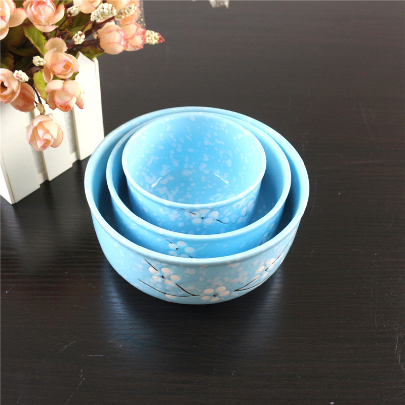 Ceramic Freshness Bowl Three-Piece Microwave Oven Freshness Bowl Gift Box Snowflake Glaze Meeting Sale Gift Wedding Return Set
