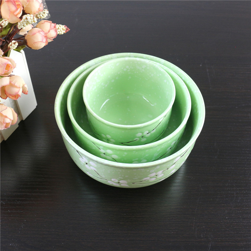 Ceramic Freshness Bowl Three-Piece Microwave Oven Freshness Bowl Gift Box Snowflake Glaze Meeting Sale Gift Wedding Return Set
