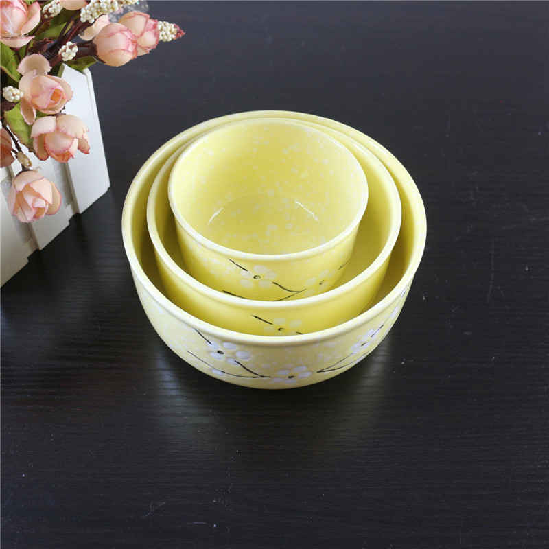 Ceramic Freshness Bowl Three-Piece Microwave Oven Freshness Bowl Gift Box Snowflake Glaze Meeting Sale Gift Wedding Return Set