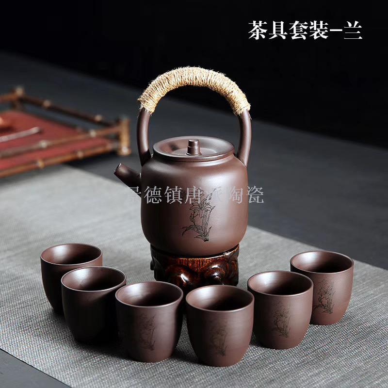 This is a piece of Porcelain tea set purple clay cup teapot travel tea set cover bowl Porcelain pot kung fu tea set tea tray tea can