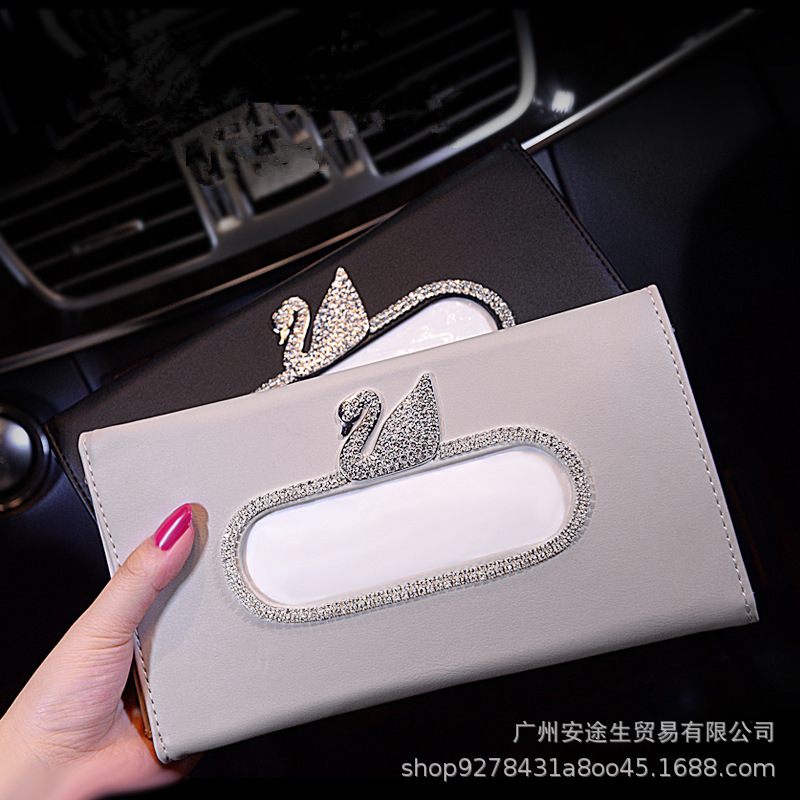 Diamond Swan Car Sunshade Tissue Box Tissue Box for Car Camellia Hanging Crown Tissue Box Daisy