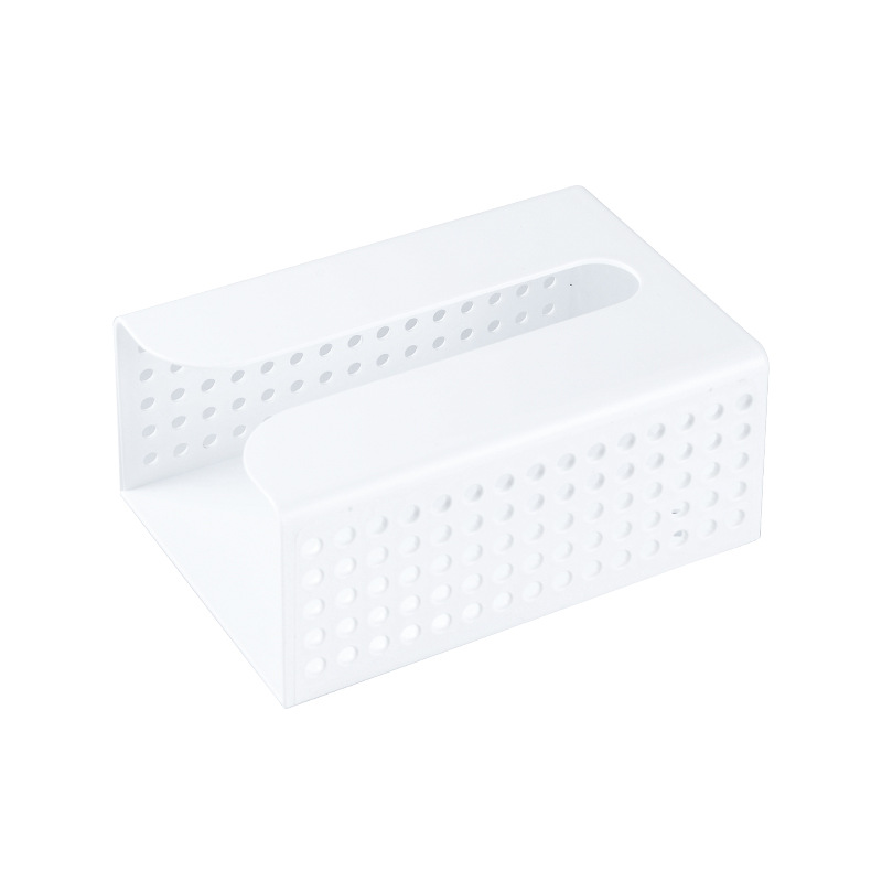 Kitchen and Toilet Tissue Box Plastic Punch-Free Wall-Mounted Tissue Dispenser Gray and White Square Modern Simple Tissue Box