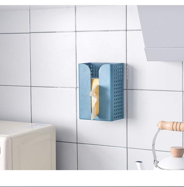 Kitchen and Toilet Tissue Box Plastic Punch-Free Wall-Mounted Tissue Dispenser Gray and White Square Modern Simple Tissue Box Kitchen and Toilet Tissue Box Plastic Punch-Free Wall-Mounted Tissue Dispenser Gray and White Square Modern Simple Tissue Box