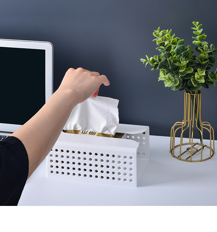 Kitchen and Toilet Tissue Box Plastic Punch-Free Wall-Mounted Tissue Dispenser Gray and White Square Modern Simple Tissue Box Kitchen and Toilet Tissue Box Plastic Punch-Free Wall-Mounted Tissue Dispenser Gray and White Square Modern Simple Tissue Box
