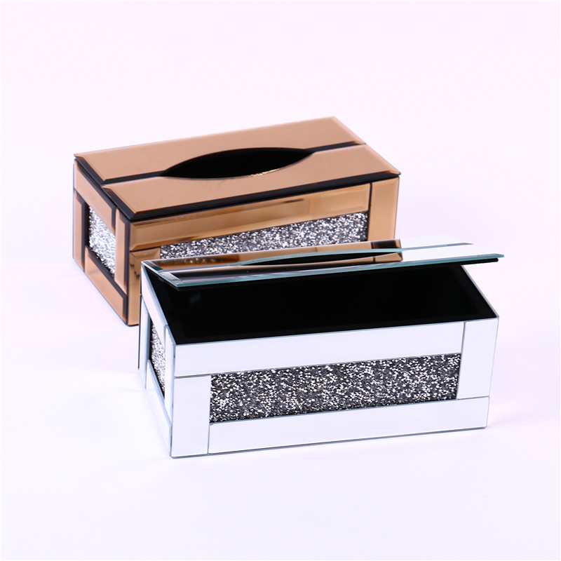 Tissue Box Facial Tissue Napkin Paper Box Crystal Glass Stick-on Crystals Tissue Box Hotel Office Home Factory Direct Sales