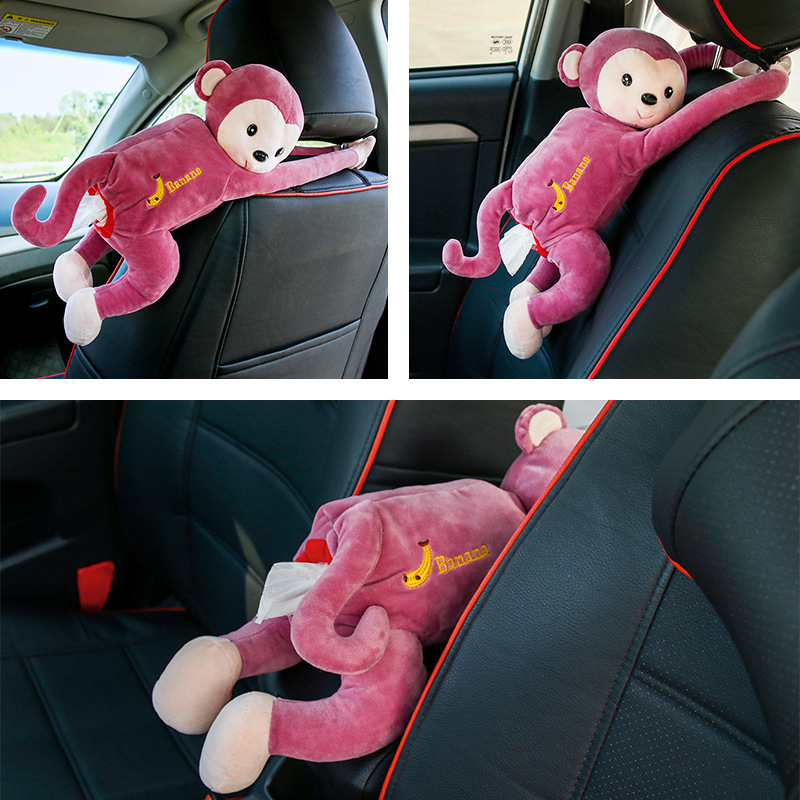 Car Leather Monkey Hanging Tissue Box Douyin Online Influencer Car Tissue Box Car Tissue Dispenser Cute Car
