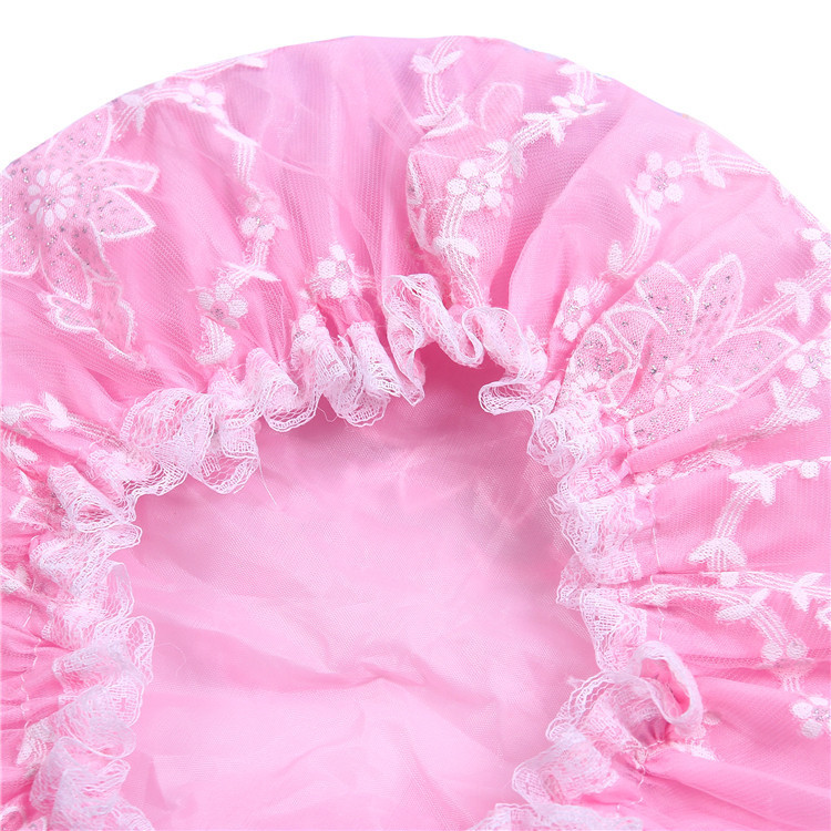 Factory Direct Sales Hot Sale Chain Link Fencing Lace Shower Cap Home Essential Bath Supplies PE Material Shower Cap