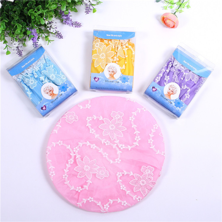 Factory Direct Sales Hot Sale Chain Link Fencing Lace Shower Cap Home Essential Bath Supplies PE Material Shower Cap Factory Direct Sales Hot Sale Chain Link Fencing Lace Shower Cap Home Essential Bath Supplies PE Material Shower Cap