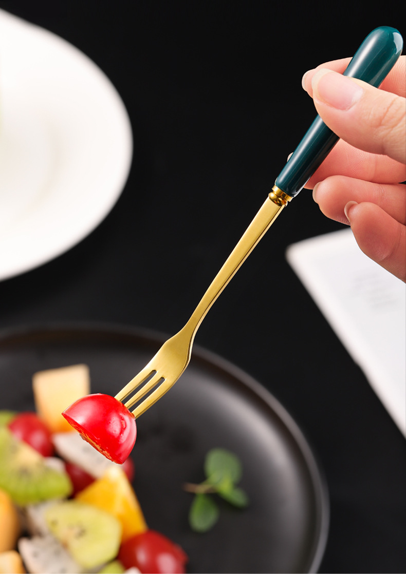 Stainless Steel Fruit Fork Home Use Set Fruit Toothpick Dessert Fork Cake Fork Light Luxury Stirring Spoon Creative Dessert Spoon Stainless Steel Fruit Fork Home Use Set Fruit Toothpick Dessert Fork Cake Fork Light Luxury Stirring Spoon Creative Dessert Spoon