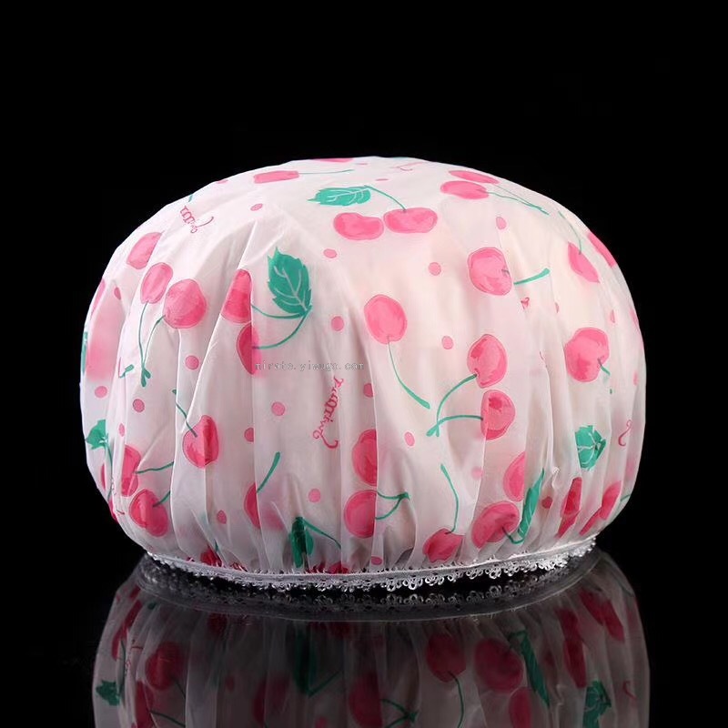 Factory Direct Sales Printed PEVA Transparent Bottom Elastic Lace Shower Cap Factory Direct Sales Printed PEVA Transparent Bottom Elastic Lace Shower Cap