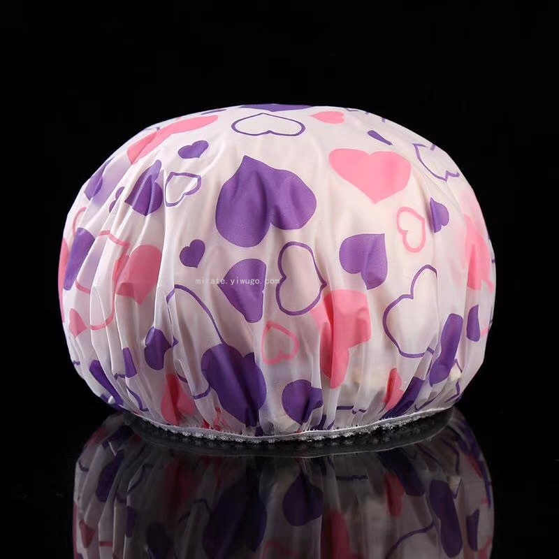 Factory Direct Sales Printed PEVA Transparent Bottom Elastic Lace Shower Cap Factory Direct Sales Printed PEVA Transparent Bottom Elastic Lace Shower Cap