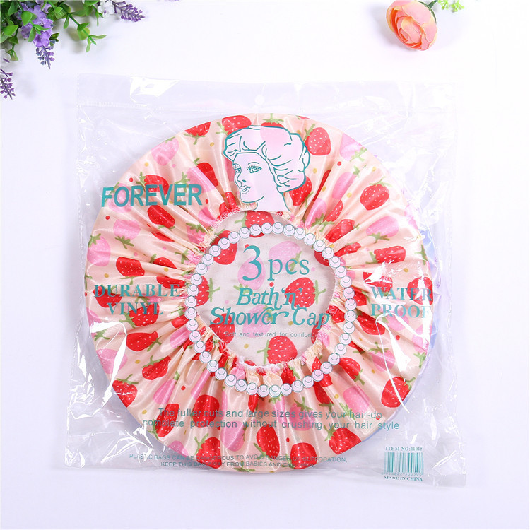 Factory Direct Sales Hot Sale 3Pc Satin Cloth Casing Shower Cap Environmental Protection PE Hair Care Cover BATH ESSENTIAL