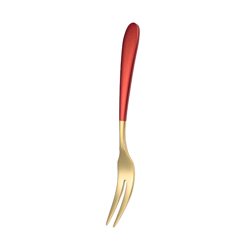 304 Stainless Steel Fruit Fork Household Pastry Fork Two-Pronged Fork Thickened Fruit Toothpick Moon Cake Dessert Fork