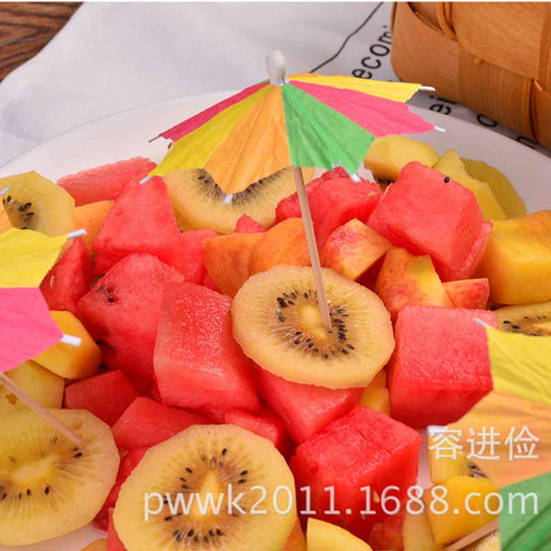 Umbrella Toothpick Cocktail Decoration Small Umbrella Signature Mini Floral Paper Umbrella Fruit Toothpick 144Box