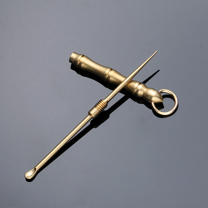 Multifunctional Pure Brass Ear Pick Earpick Old-Fashioned Earpick Key Ring Ear Picking Tools Metal Toothpick Portable