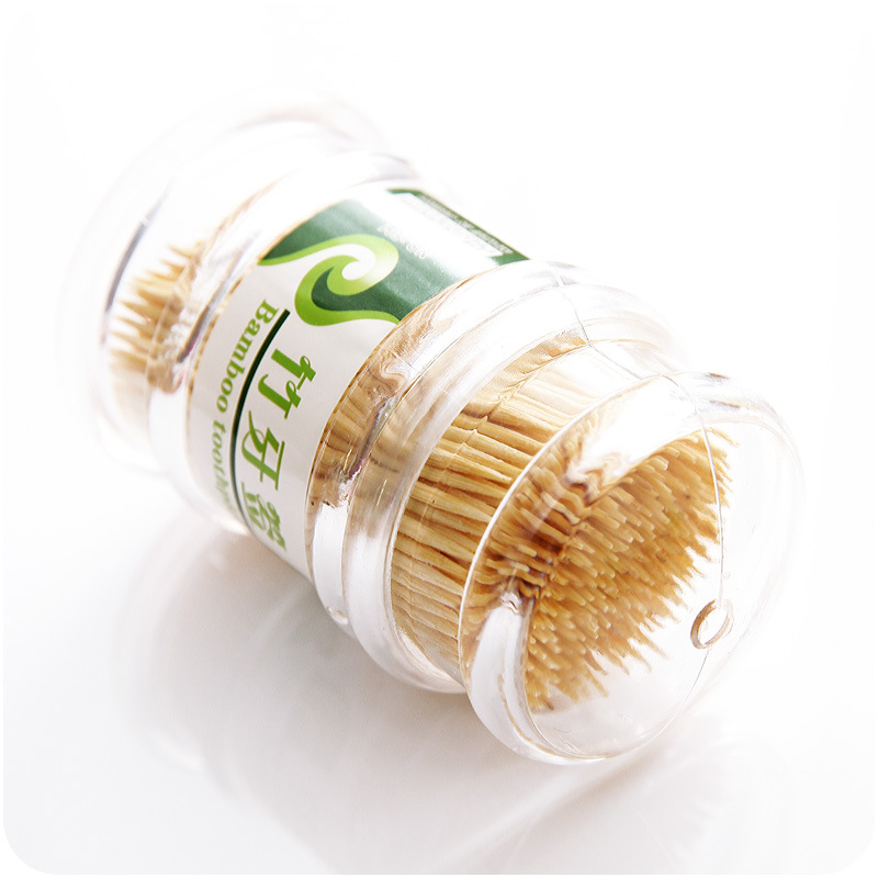 Natural Bamboo for Home Use and Restaurants Bamboo Toothpick Box Cylindrical Portable Disposable Two-Head Environmental Protection Toothpick Tube