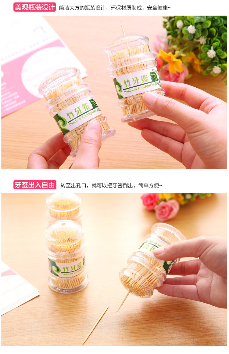 Natural Bamboo for Home Use and Restaurants Bamboo Toothpick Box Cylindrical Portable Disposable Two-Head Environmental Protection Toothpick Tube Natural Bamboo for Home Use and Restaurants Bamboo Toothpick Box Cylindrical Portable Disposable Two-Head Environmental Protection Toothpick Tube