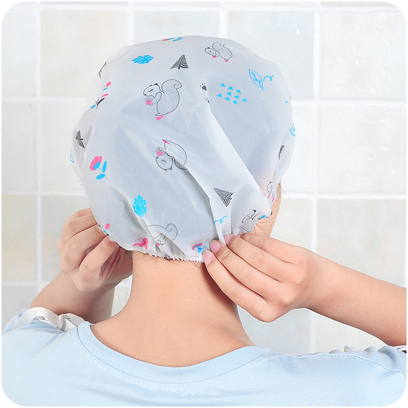 Cartoon Shower Cap Adult Waterproof Cute Women&#039;s Long Hair Bath Head Cover Shower Cap Thickened Shower Female Toupee