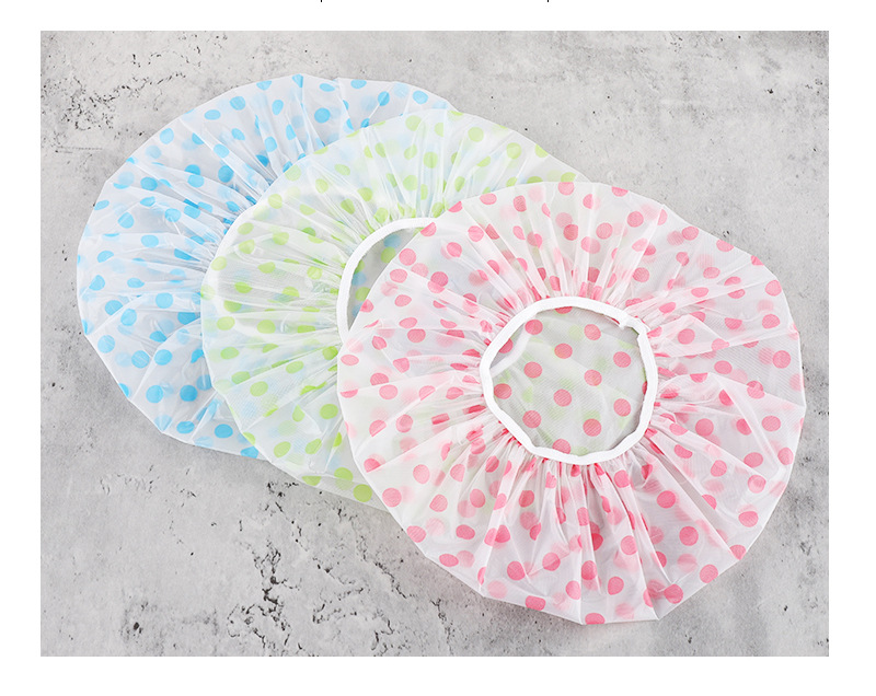 Color Polka Dot Piping Shower Cap Eva Oil-Proof Dustproof Adult Shower Cap Bath Bath Shower Cap