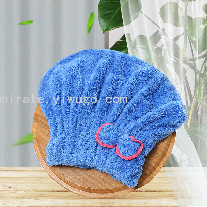 Microfiber Hair-Drying Cap Bow Shower Cap Thick Coral Fleece Princess Hat Shower Cap