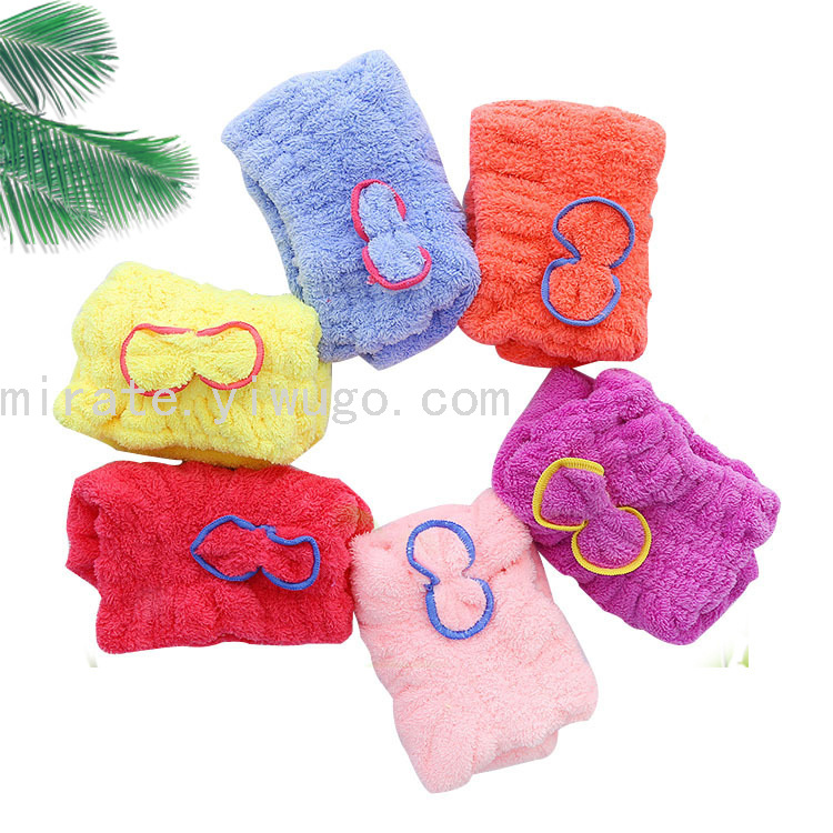 Microfiber Hair-Drying Cap Bow Shower Cap Thick Coral Fleece Princess Hat Shower Cap