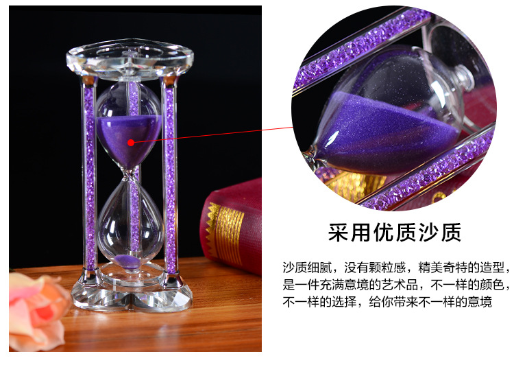 30 Minutes Crystal Boutique Diamond Crystal Hourglass Multi-Color Timer Hourglass
