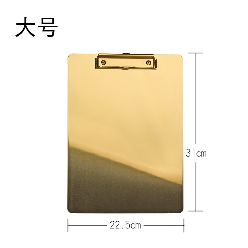 Nordic Ins Golden Stainless Steel File Tablet Clip Base Plate Restaurant Order Plywood Menu Holder Material Plywood