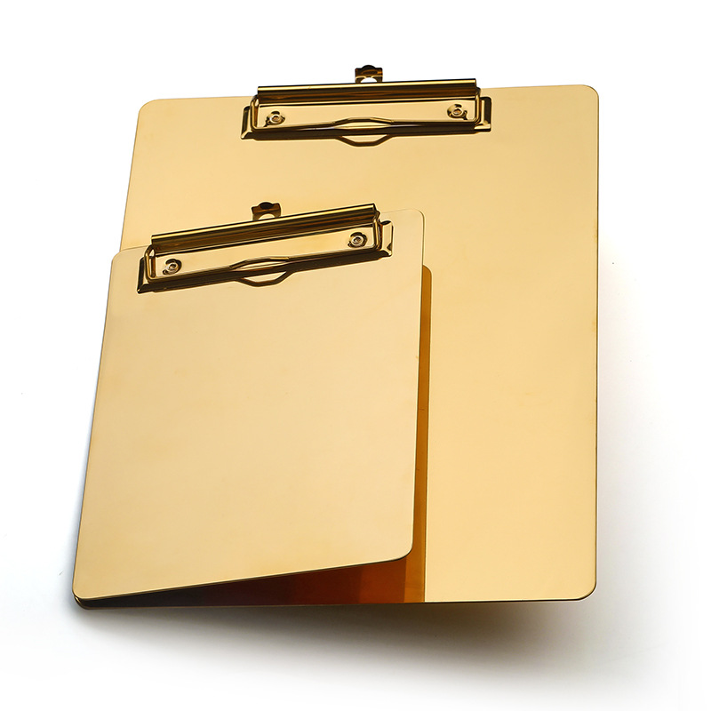Nordic Ins Golden Stainless Steel File Tablet Clip Base Plate Restaurant Order Plywood Menu Holder Material Plywood