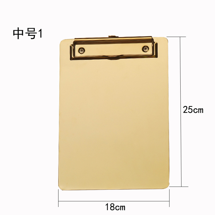Nordic Ins Golden Stainless Steel File Tablet Clip Base Plate Restaurant Order Plywood Menu Holder Material Plywood