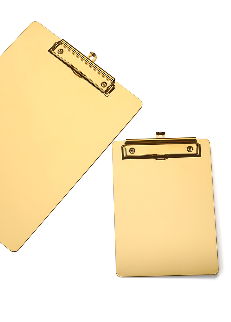 Nordic Ins Golden Stainless Steel File Tablet Clip Base Plate Restaurant Order Plywood Menu Holder Material Plywood