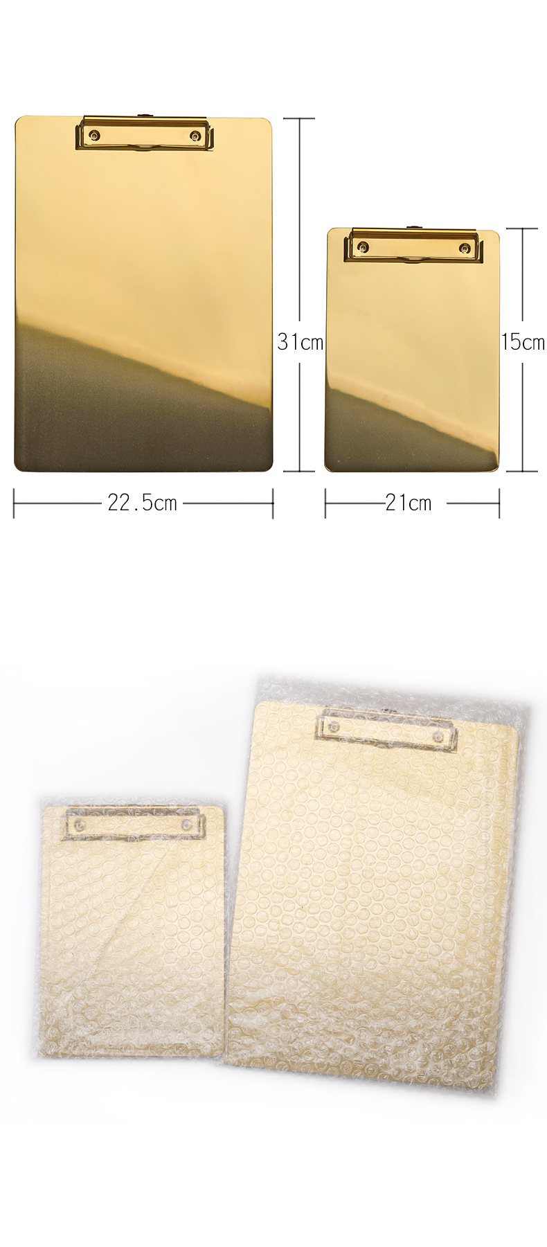 Nordic Ins Golden Stainless Steel File Tablet Clip Base Plate Restaurant Order Plywood Menu Holder Material Plywood