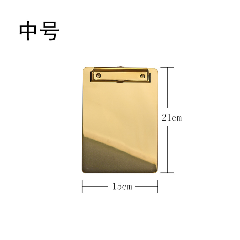 Nordic Ins Golden Stainless Steel File Tablet Clip Base Plate Restaurant Order Plywood Menu Holder Material Plywood