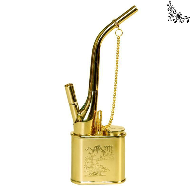 Vintage Brass Hookah Pure Copper Dual-Use Hoyah Old-Fashioned Pipe Pot Cigarette Pot Water Filter Tobacco Pipe