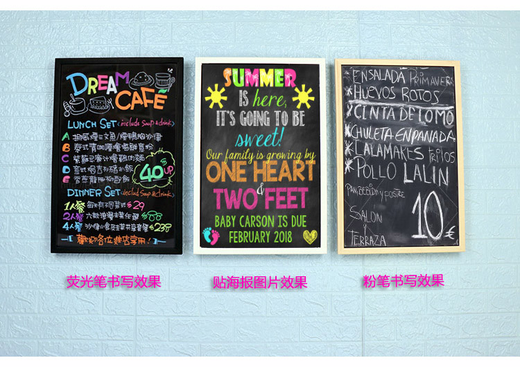 Solid Wood Stand Shop Small Blackboard Billboard Handwriting Chalk Board Mobile Blackboard Promotional Menu
