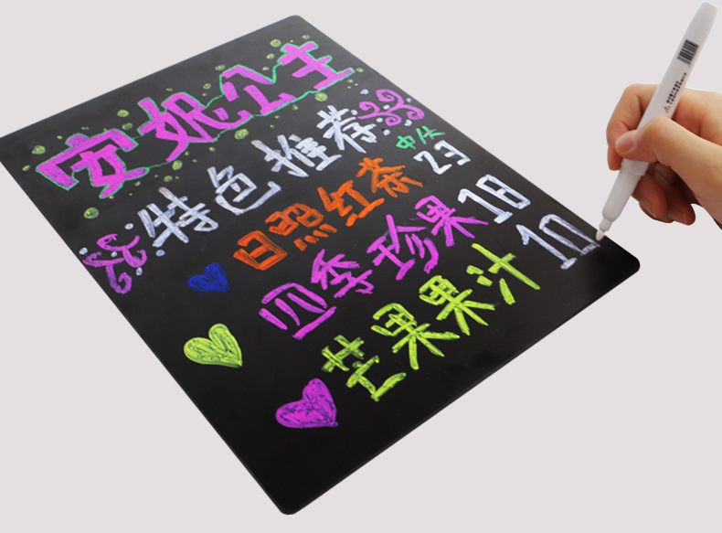 Creative Hand-Painted Small Blackboard Graffiti Drawing Board Restaurant Menu Brand Desktop Table Stand Wooden Base Meal Card Erasable